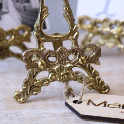 Saramati Set of 3 Mini Brass Easels - Closeup of Holder