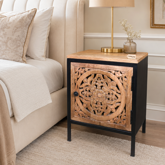 Adhara Mango Wood Bedside Cabinet - Lifestyle Image