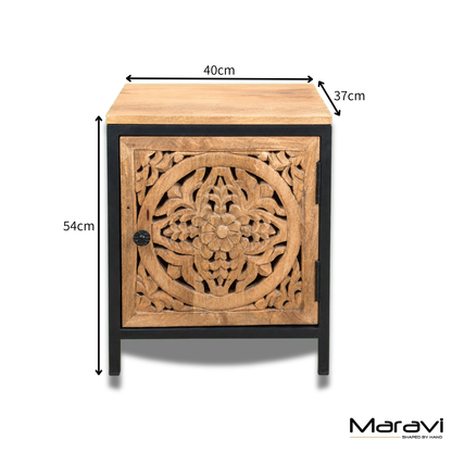 Adhara Mango Wood Bedside Cabinet - Dimensions