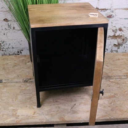 Adhara Mango Wood Bedside Cabinet - Door Open