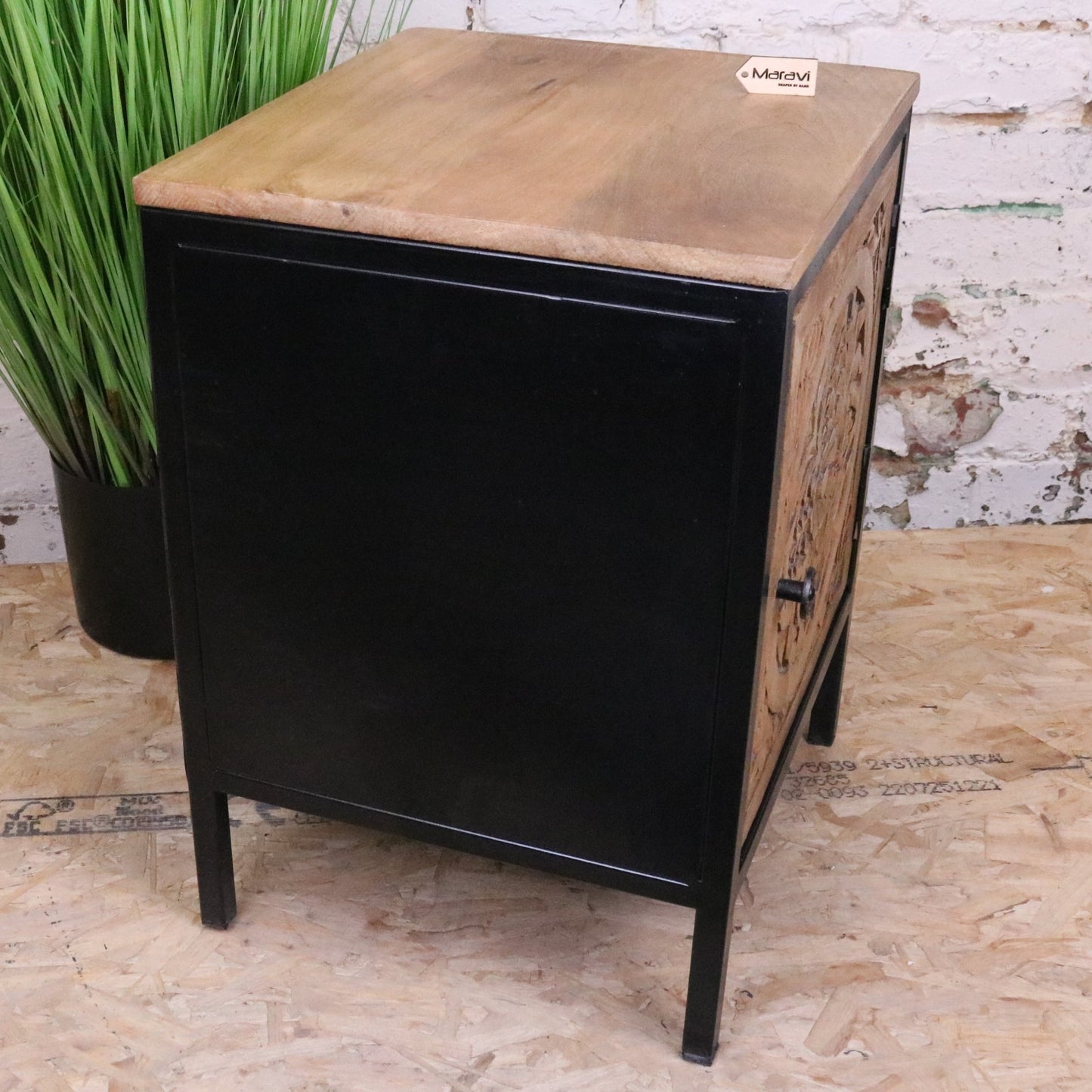 Adhara Mango Wood Bedside Cabinet - Side View