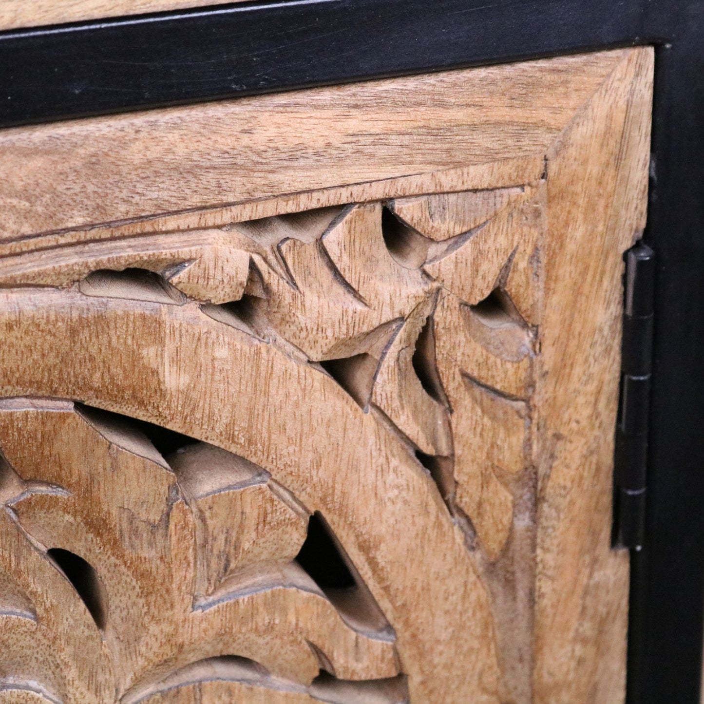 Adhara Mango Wood Bedside Cabinet - Closeup of Hinge