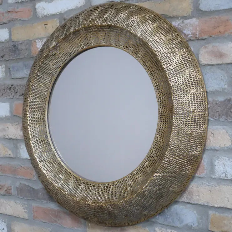 Alleppey Round Mirror Antiqued Gold 72cm Main Image