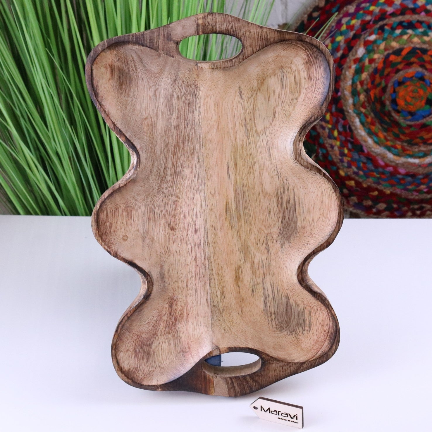 Amrola Mango Wood Serving Dish - Standing View