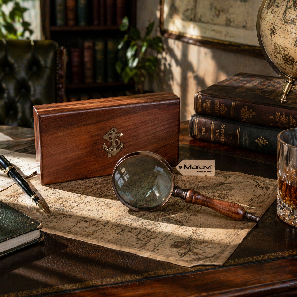 Anira Magnifying Glass Vintage Style In Presentation Box - Lifestyle Image