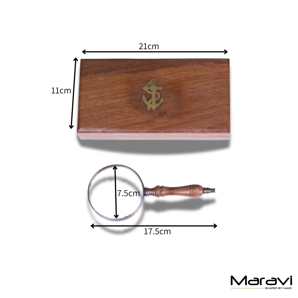 Anira Magnifying Glass Vintage Style In Presentation Box - Dimensions