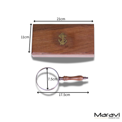Anira Magnifying Glass Vintage Style In Presentation Box - Dimensions