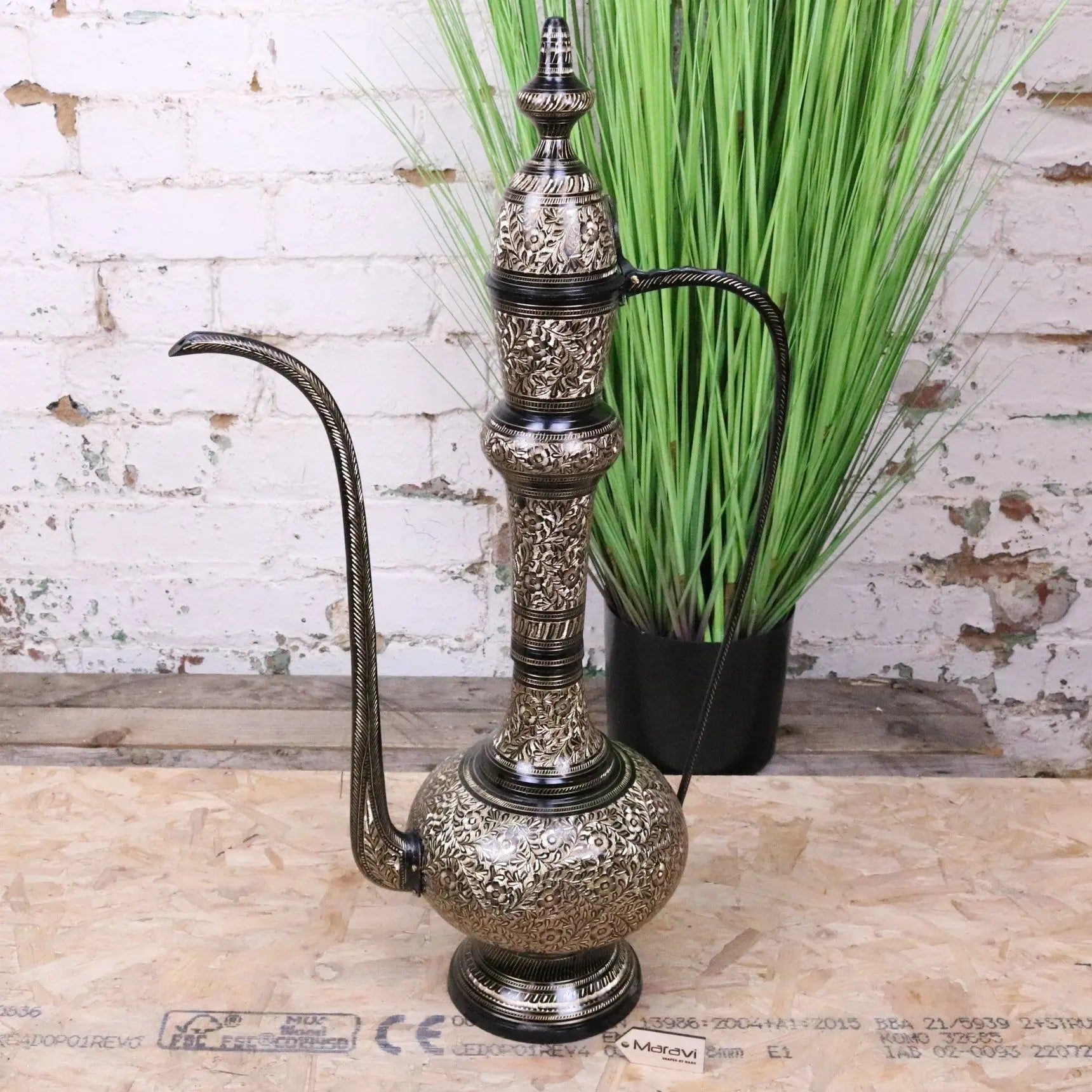 Aravalli Aftaba Brass Arabian Jug Vase Ornament 76cm - Main Image