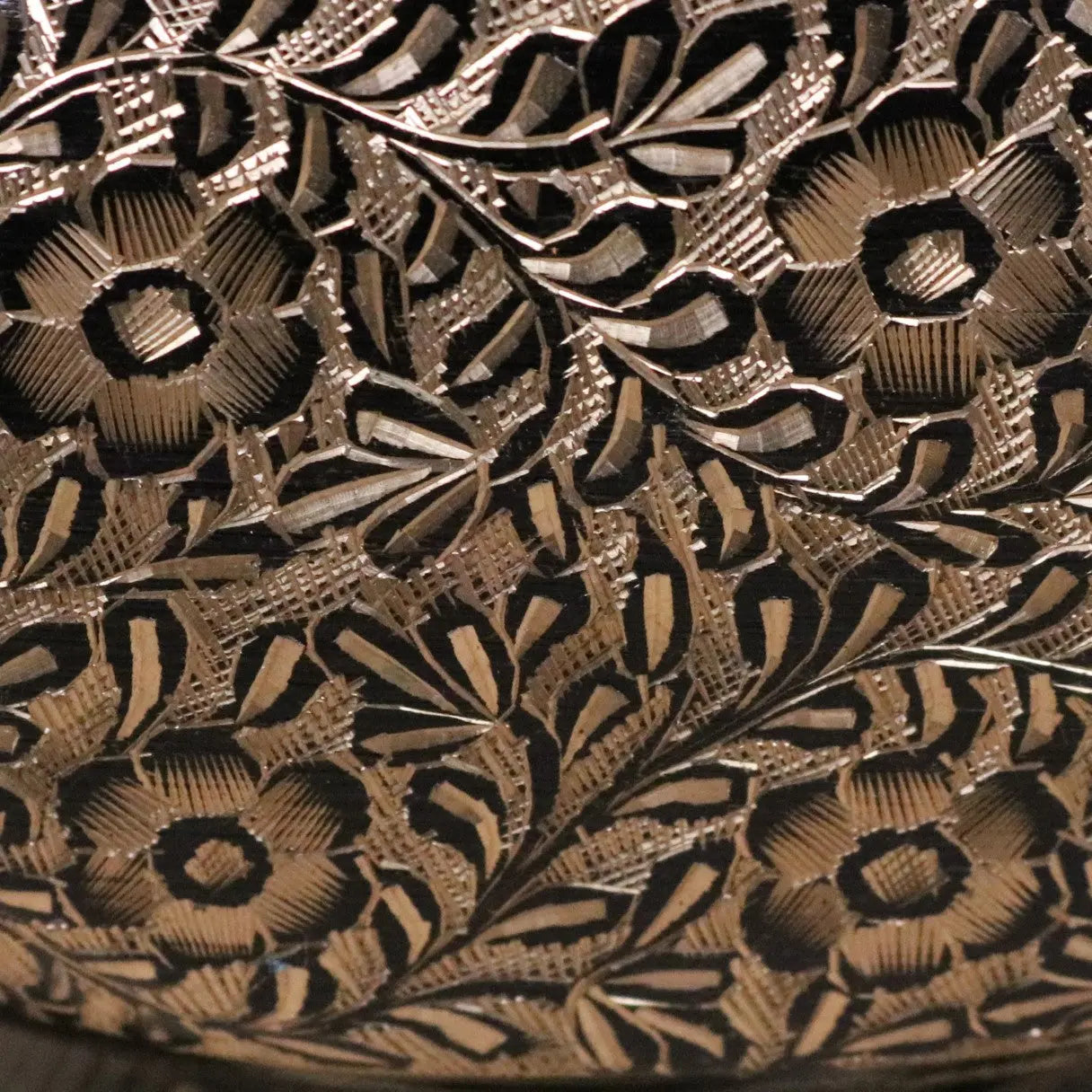 Aravalli Aftaba Brass Arabian Jug Vase Ornament 76cm - Closeup of Etching Detail