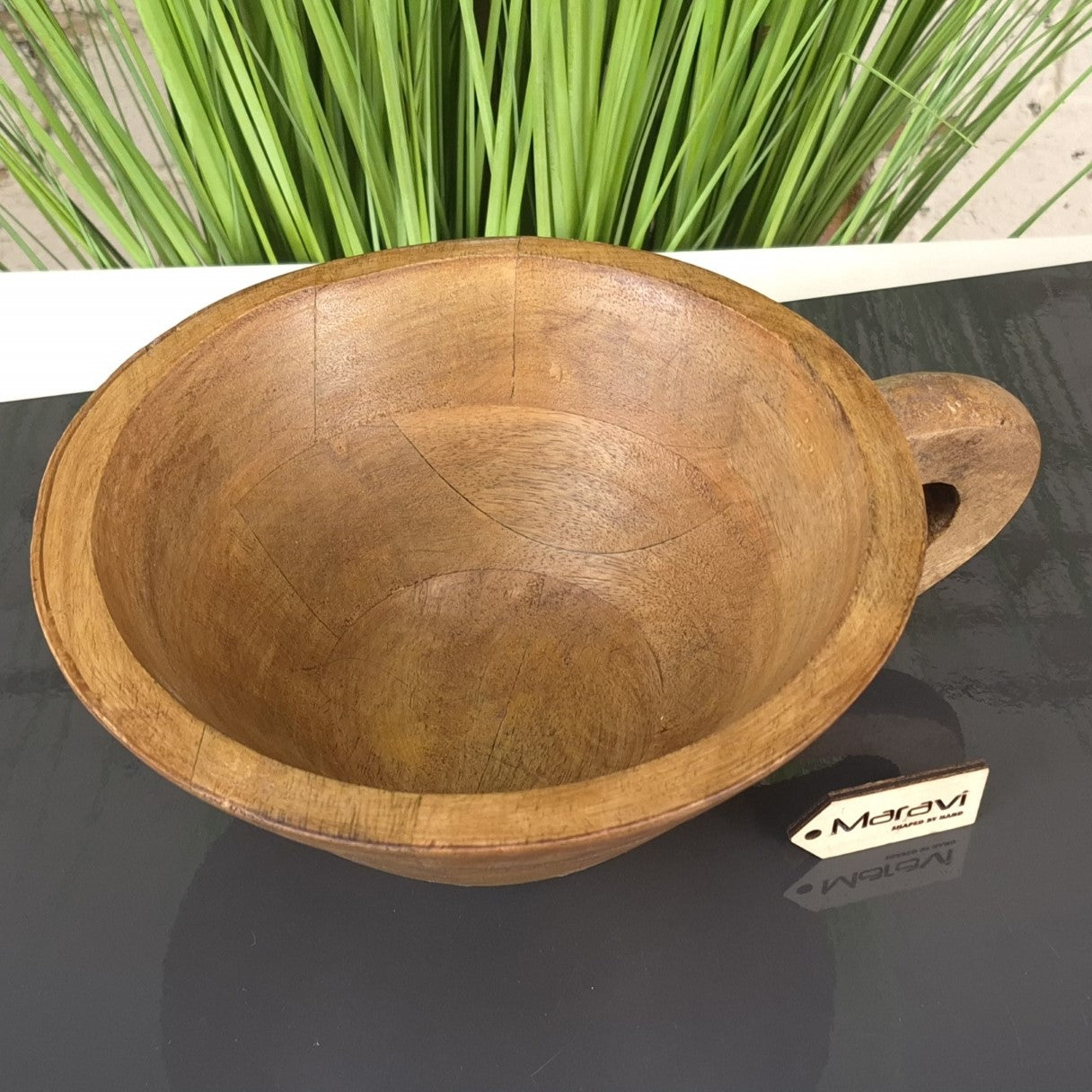 Baddo Mug Shape Wooden Bowl with Handle - Top View