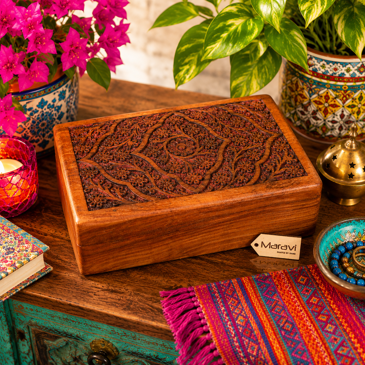 Belasa Wooden Storage Box Sheesham Wood - Lifestyle Image