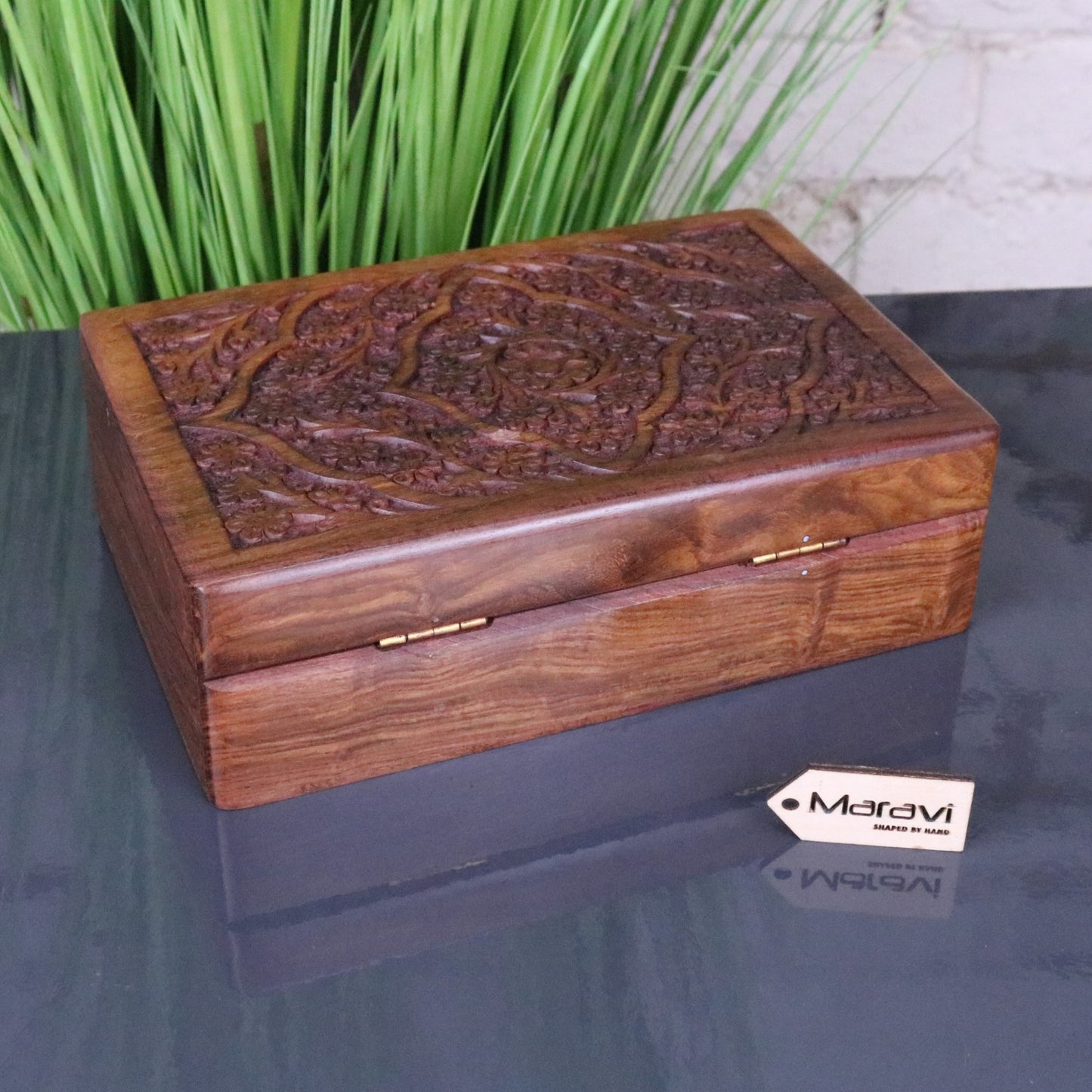 Belasa Wooden Storage Box Sheesham Wood - Rear View