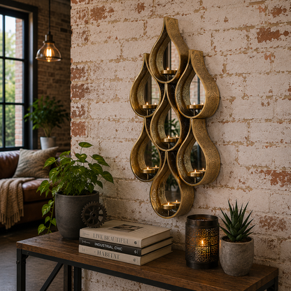 Belluri Raindrop Mirror with Candle Holders Lifestyle Image