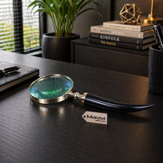 Belora Magnifying Glass Vintage Style Black Horn Handle - Lifestyle Image