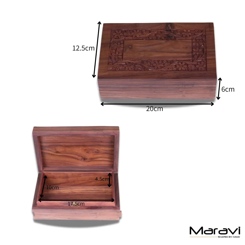 Betwa 20cm Wooden Trinket Box - Dimensions