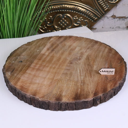 Bhimra Round Wooden Chopping Board Bark Edge 42cm - Main Image