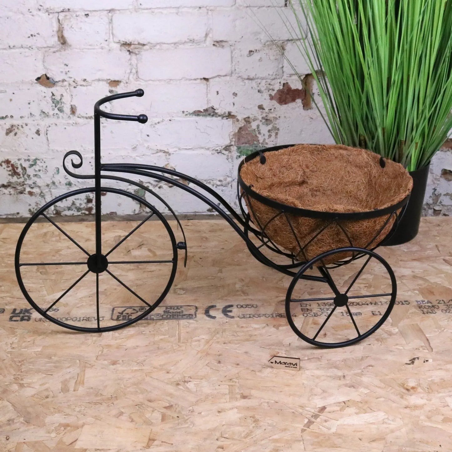 Bike Garden Planter Metal Vintage Style Black - Main Image