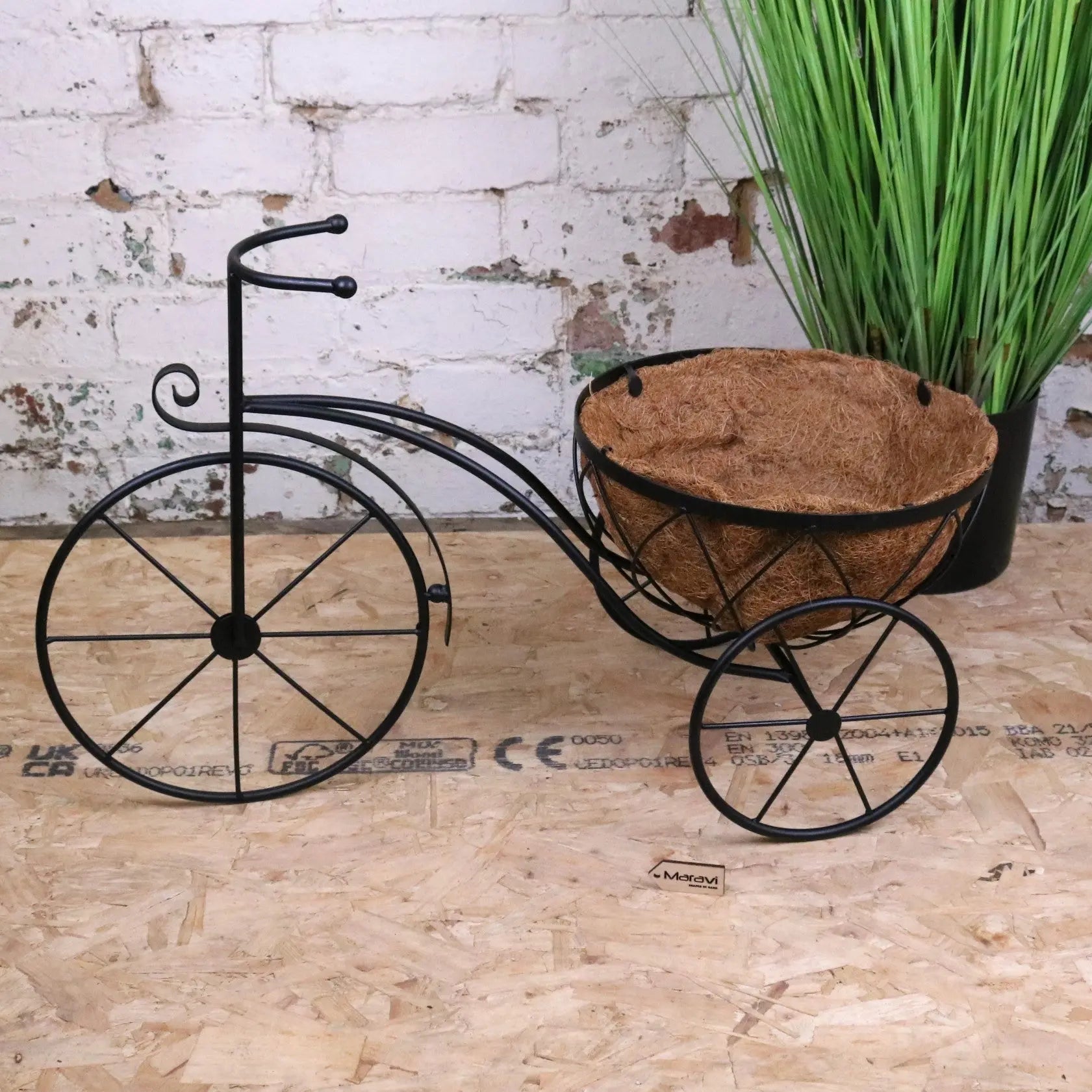 Bike Garden Planter Metal Vintage Style Black - Main Image