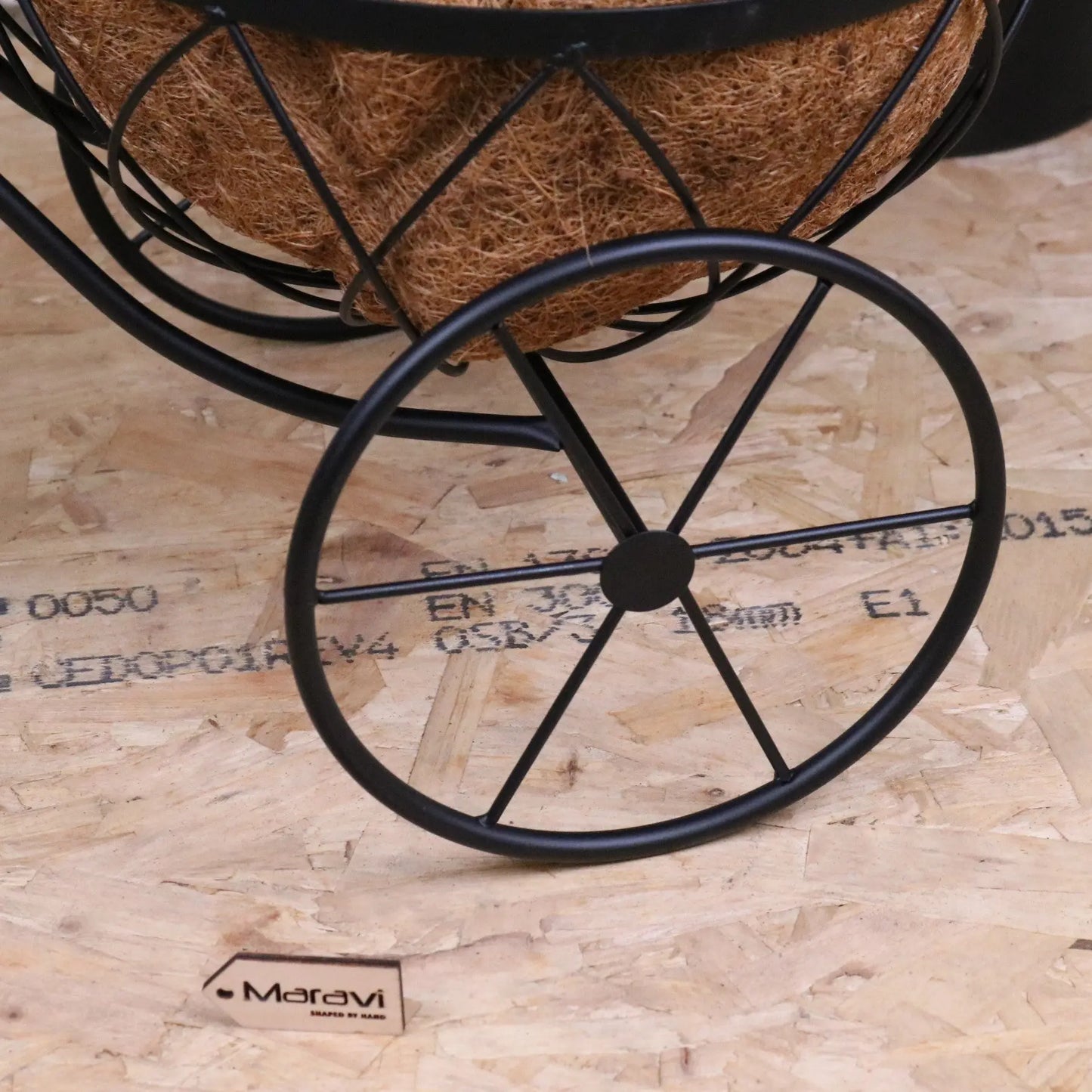 Bike Garden Planter Metal Vintage Style Black - Closeup of Rear Wheels