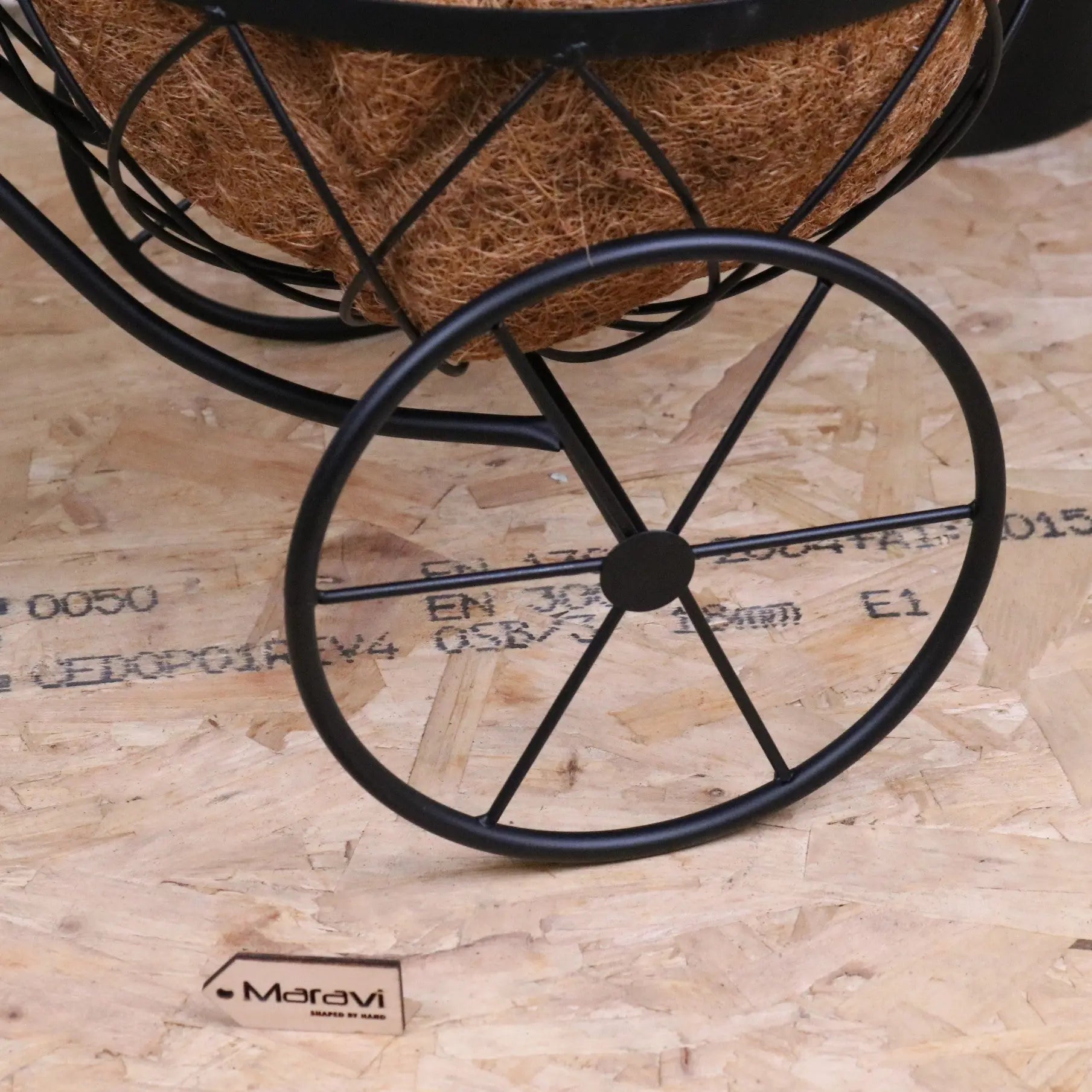 Bike Garden Planter Metal Vintage Style Black - Closeup of Rear Wheels