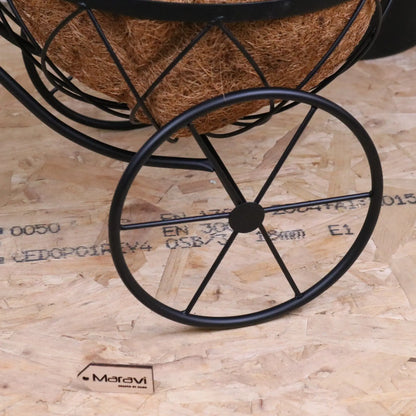 Bike Garden Planter Metal Vintage Style Black - Closeup of Rear Wheels