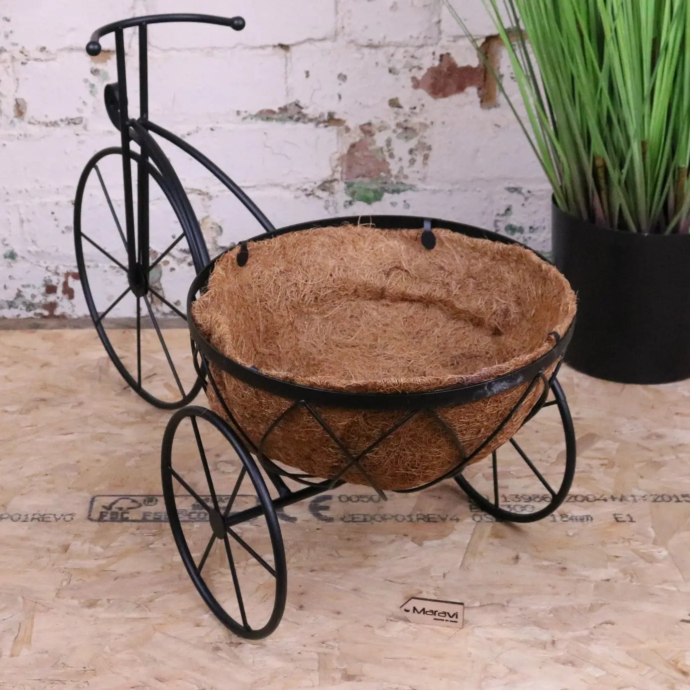 Bike Garden Planter Metal Vintage Style Black - Rear View