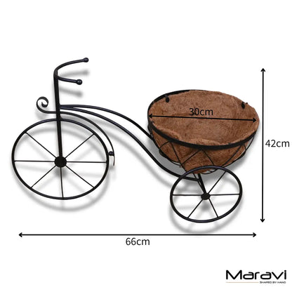 Bike Garden Planter Metal Vintage Style Black - Dimensions