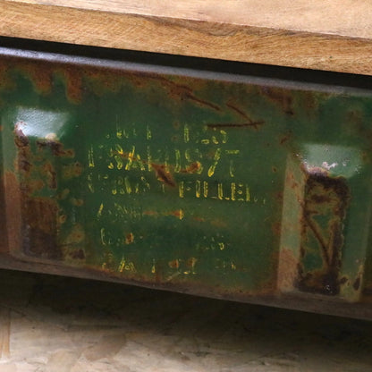 Bira Military Coffee Table - Closeup of Writing Detail