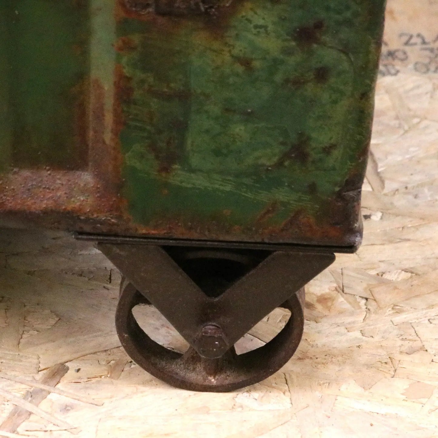 Bira Military Coffee Table - Closeup of Wheel