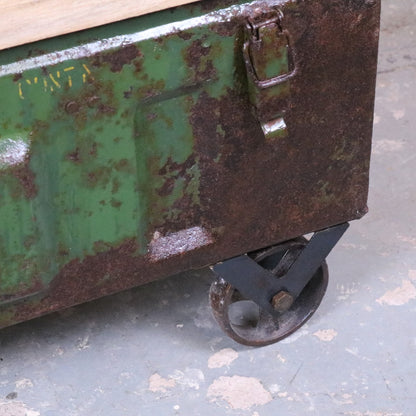 Bira Military Coffee Table - Closeup of Wheel