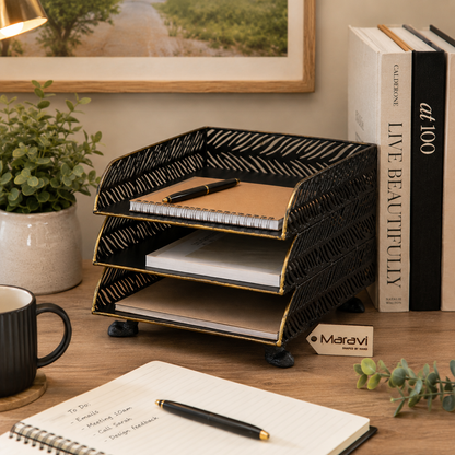 Borgal Leaf Design Metal Filing Trays - Lifestyle Image