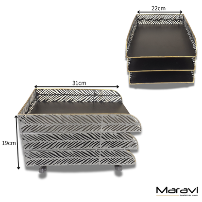 Borgal Leaf Design Metal Filing Trays - Dimensions