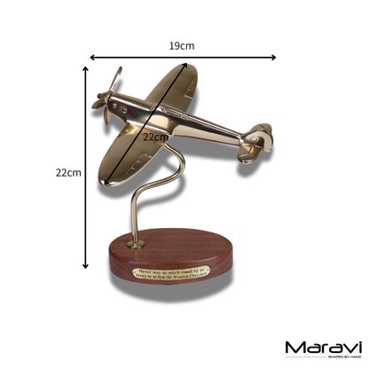 Brass Spitfire Model With Churchill Quote Plaque - Dimensions