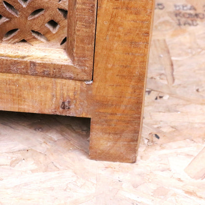 Charvi Mango Wood Bedside Cabinet 3 Drawer - Closeup of Leg