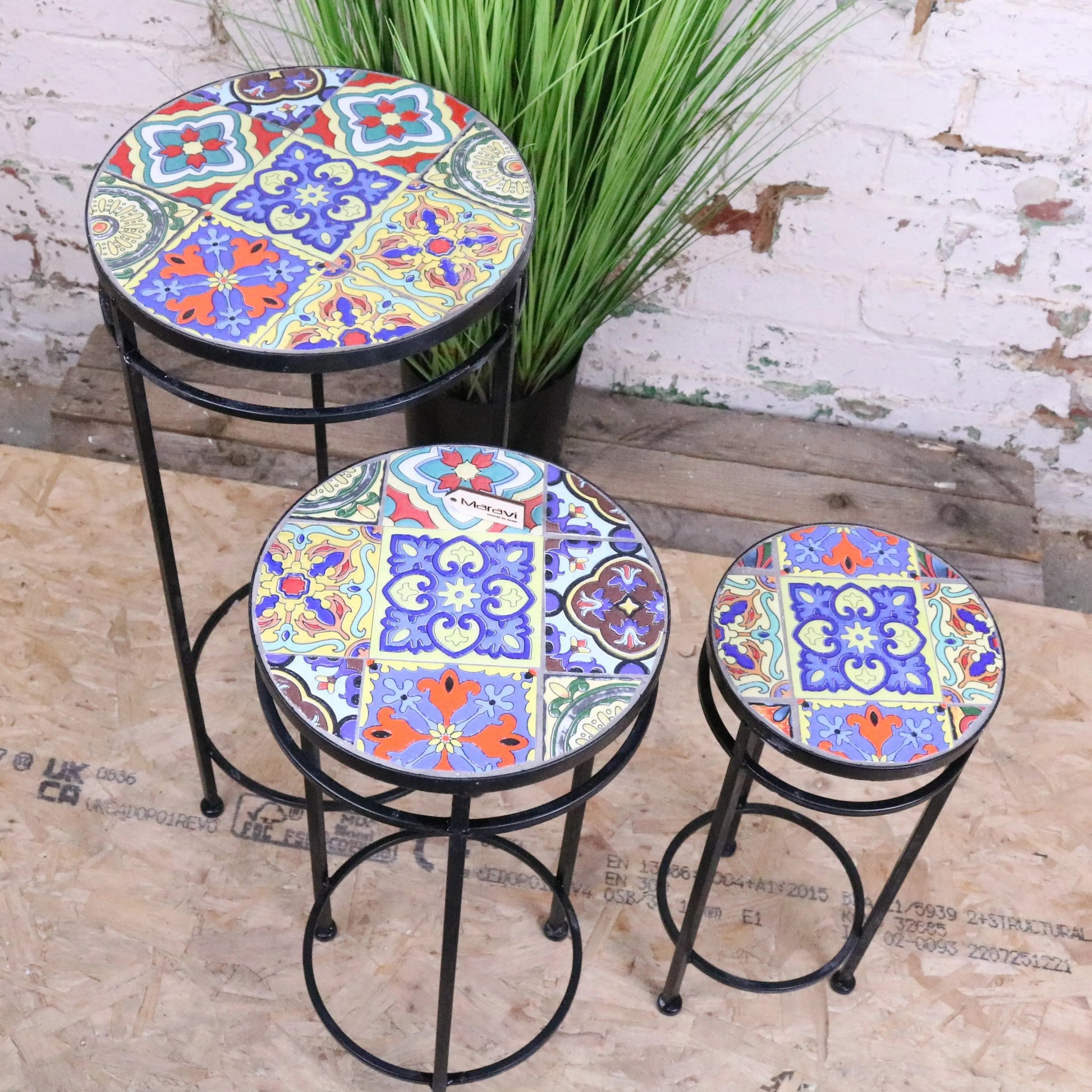 Chaveli Set of 3 Tile Side Tables - Top View