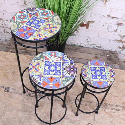 Chaveli Set of 3 Tile Side Tables - Top View