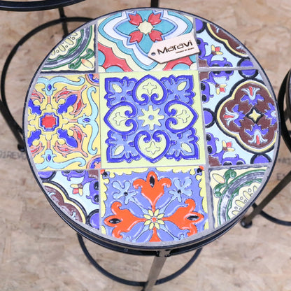 Chaveli Set of 3 Tile Side Tables - Top View Medium Table