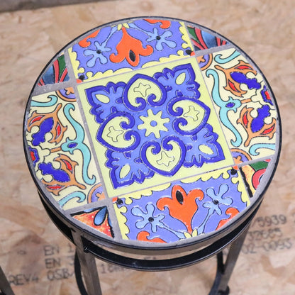 Chaveli Set of 3 Tile Side Tables - Closeup of Small Tabletop