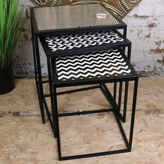 Chinta Modern Black Square Nesting Side Tables - Main Image
