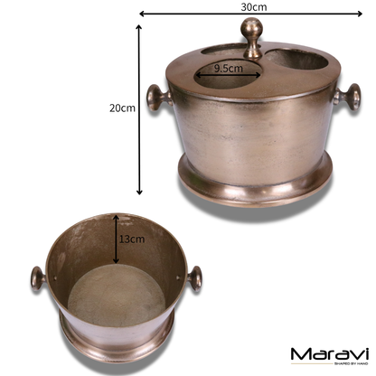 Chuhan Wine Ice Bucket 3 Bottle Sections Champagne Gold - Dimensions
