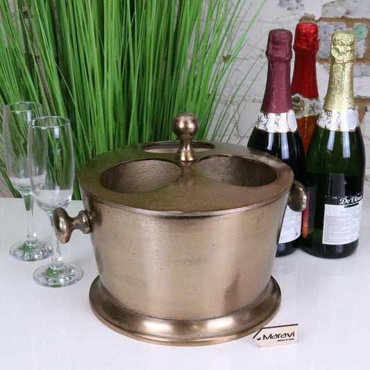 Chuhan Wine Ice Bucket 3 Bottle Sections Champagne Gold - Main Image