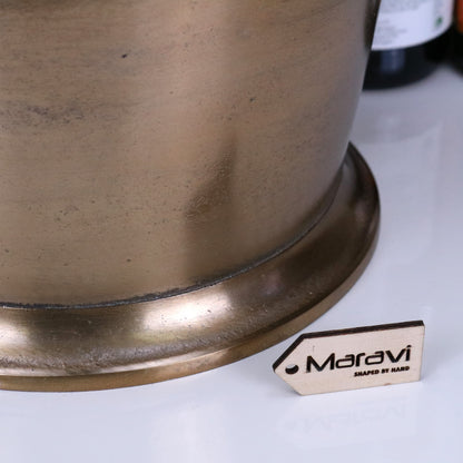 Chuhan Wine Ice Bucket 3 Bottle Sections Champagne Gold - Closeup of Base Rim