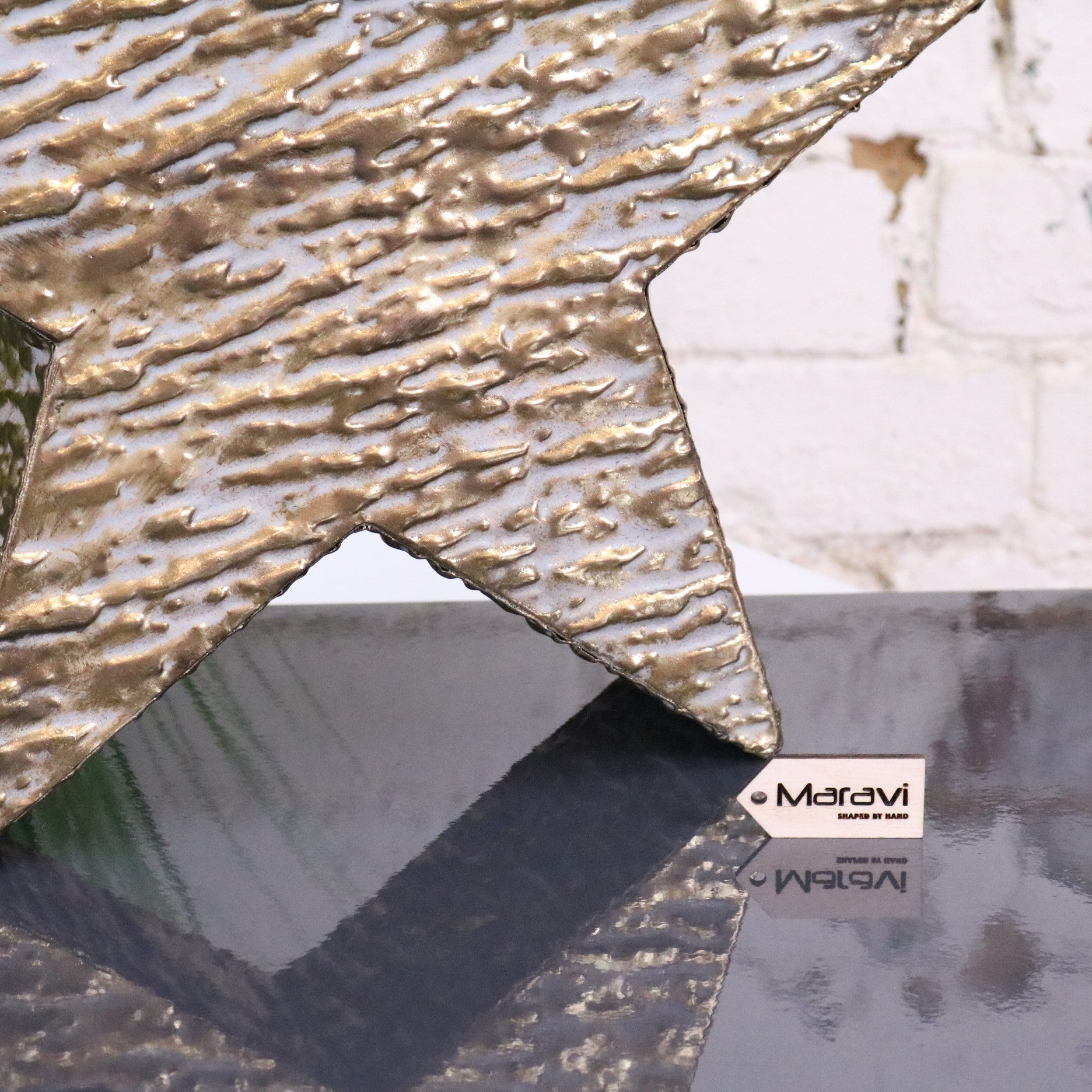 Dakini Large Star Decoration Gold Vintage Finish - Closeup of Corner