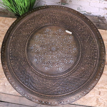 Damodar Hand Carved Mango Wood Coffee Table - Top View
