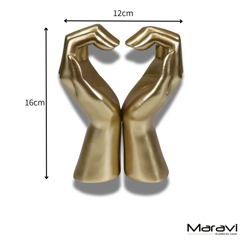 Darela Love Heart Hands Ornament Gold Dimensions
