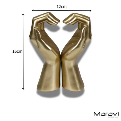 Darela Love Heart Hands Ornament Gold Dimensions