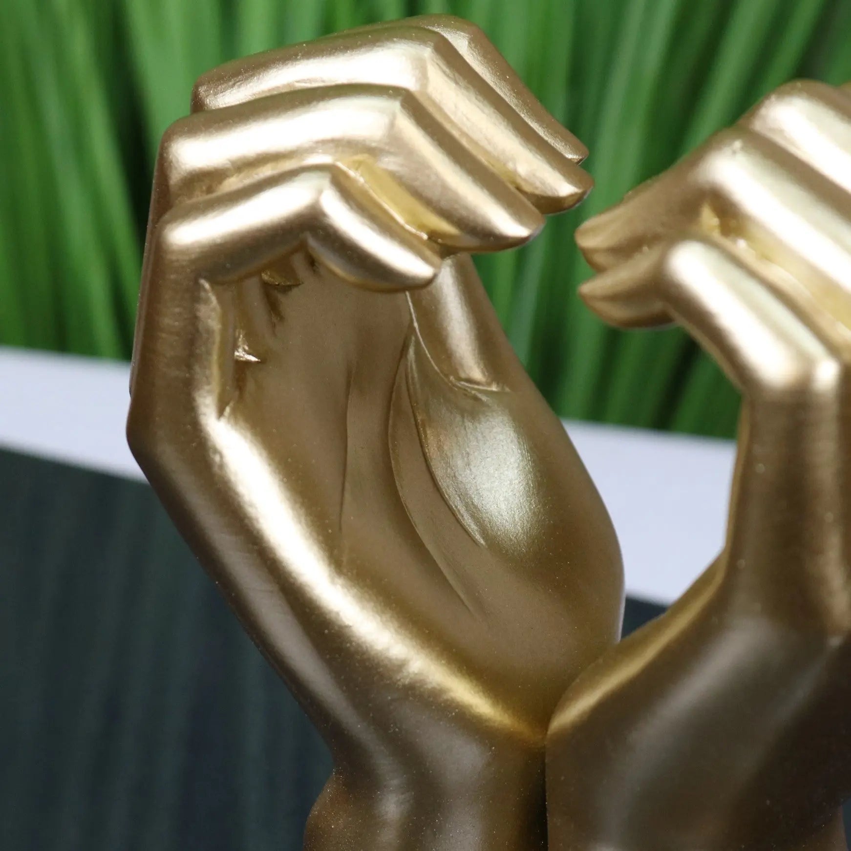 Darela Love Heart Hands Ornament Gold - Closeup of Detailing on Hands