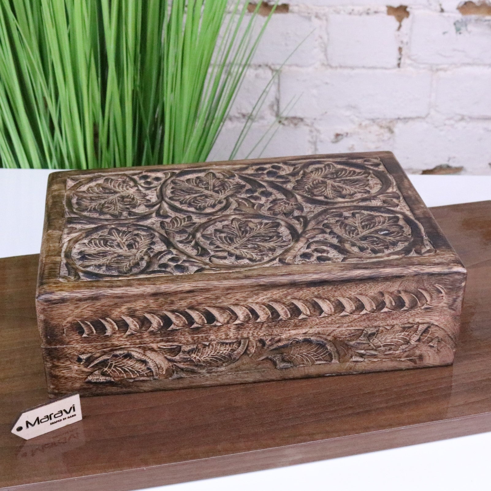 Darika Large Wooden Box Hand Carved - Main Image