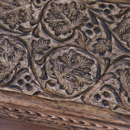 Darika Large Wooden Box Hand Carved - Closeup of Carving