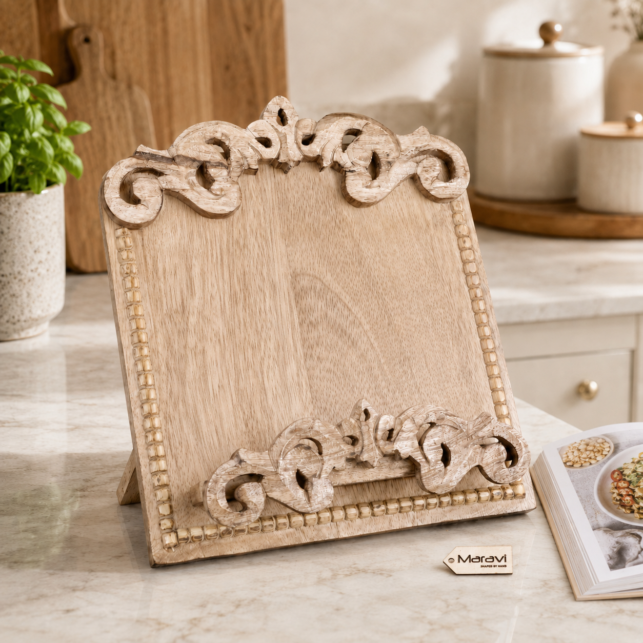 Darvik Wooden Recipe Book Stand Lifestyle Image